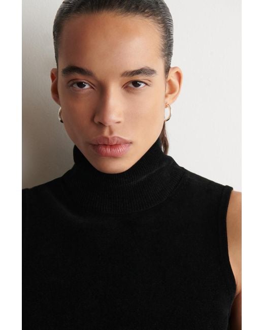 COS Black Chenille Funnel-Neck Vest