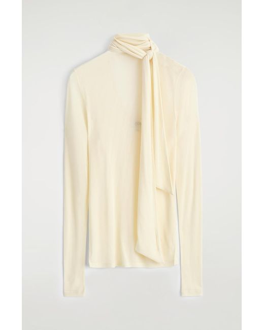 COS Natural Scarf-Detail Silk Top