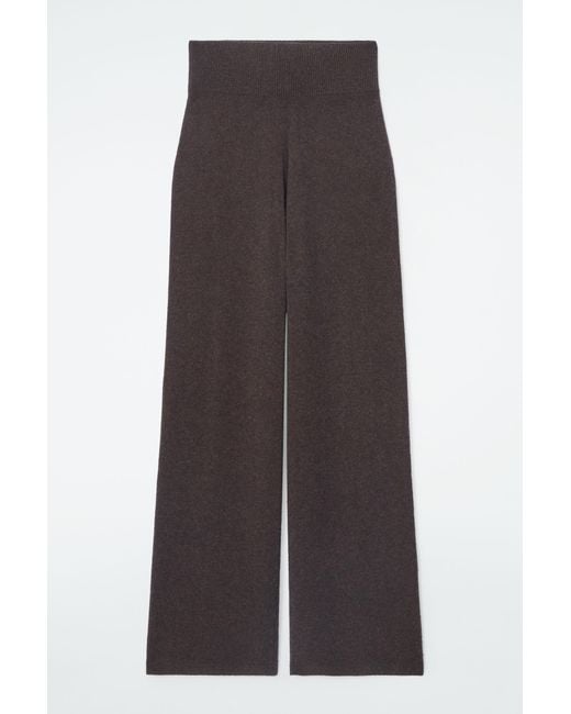 COS Brown Pure Cashmere Wide-leg Trousers