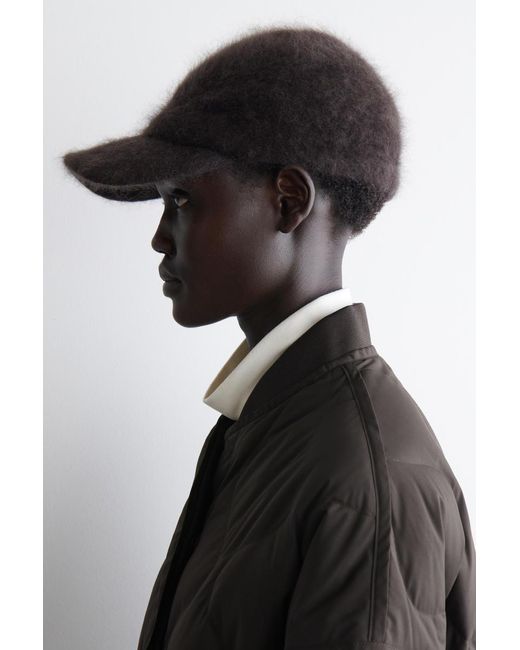 COS Brown Brushed-Cashmere Baseball Cap