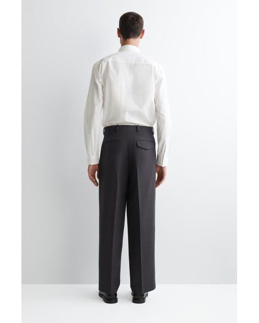 COS Gray Wool-Blend Straight-Leg Pants for men
