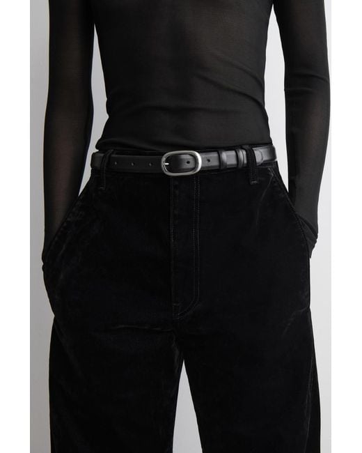 COS Black Flocked-Denim Barrel-Leg Trousers