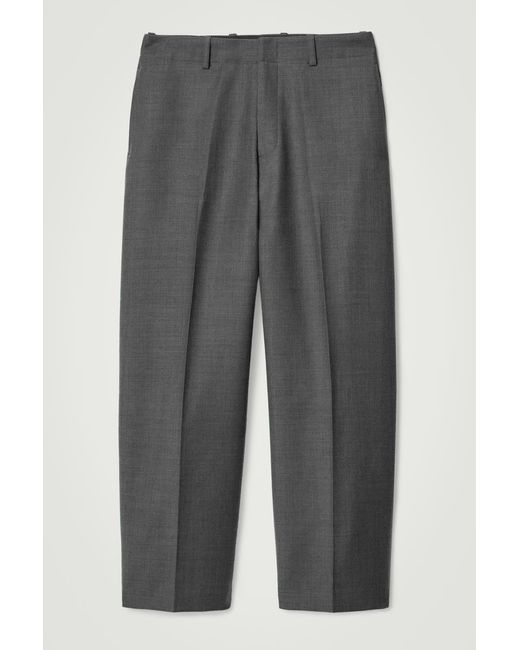 COS Gray Merino Wool-blend Wide-leg Pants for men