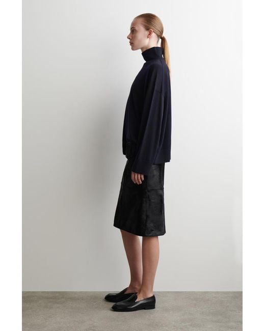 COS Blue Merino Wool Turtleneck Sweater