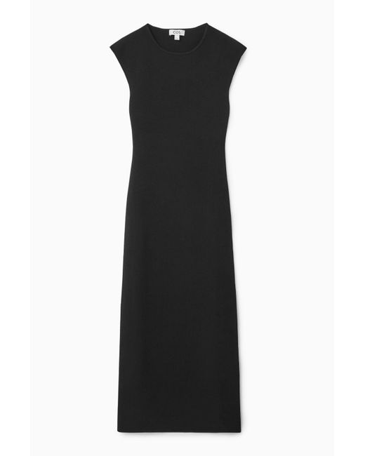 COS Black Open-back Knitted Midi Dress
