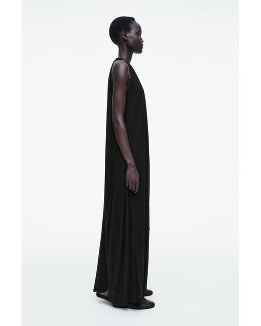 COS Black Gathered Halterneck Maxi Dress