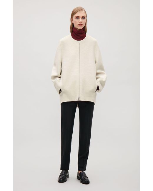 COS White Wool Cocoon Jacket