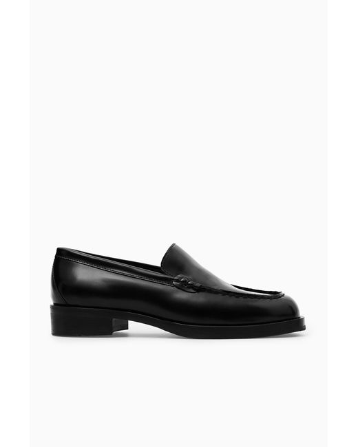 COS Black Clean Leather Loafers for men
