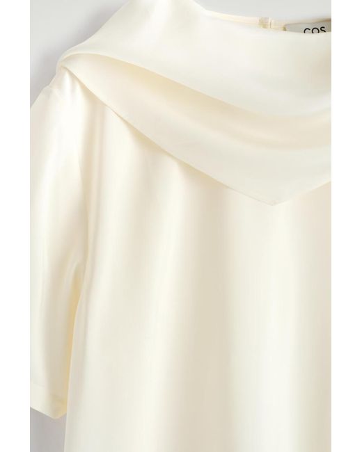 COS Natural Draped Scarf-Detail Top