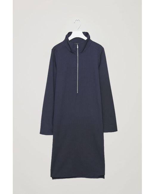 COS Blue Dress With Front Zip
