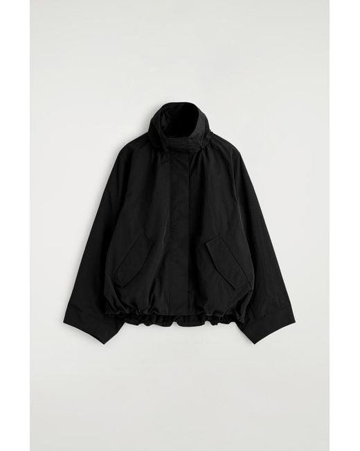 COS Black Nylon Funnel-Neck Jacket