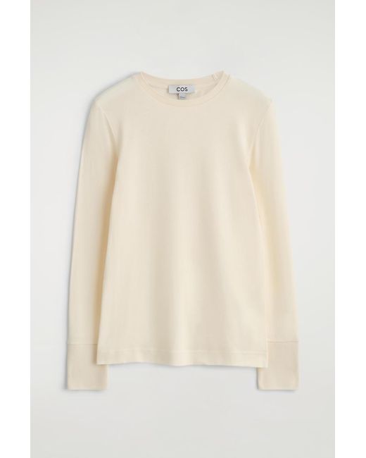 COS Natural Cotton Jersey Long-Sleeved Top