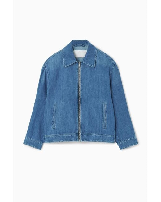 COS Blue Oversized Zip-up Denim Jacket
