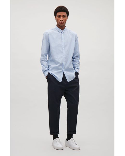 COS Cotton Button-down Striped Shirt in 
