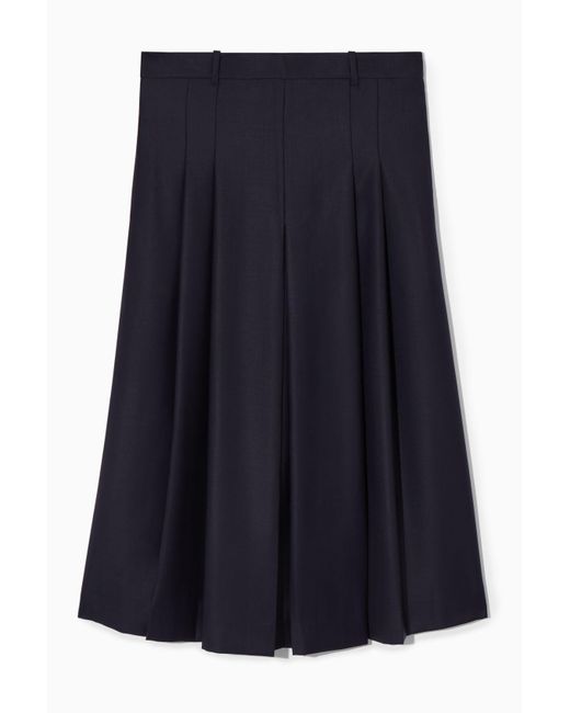 COS Blue Tailored Wool Skort