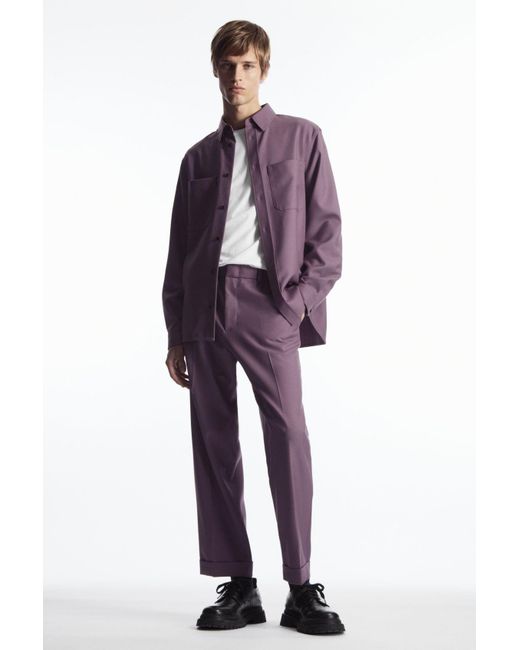 COS Purple Turn-up Wool-blend Pants for men