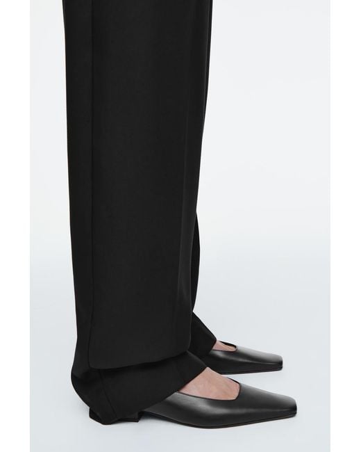 COS Black Square-Toe Leather Court Shoes
