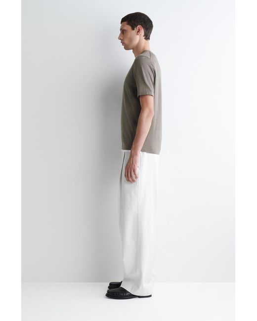 COS Gray Slim Knitted Silk T-Shirt for men