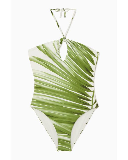 COS Green Halterneck Cutout Swimsuit