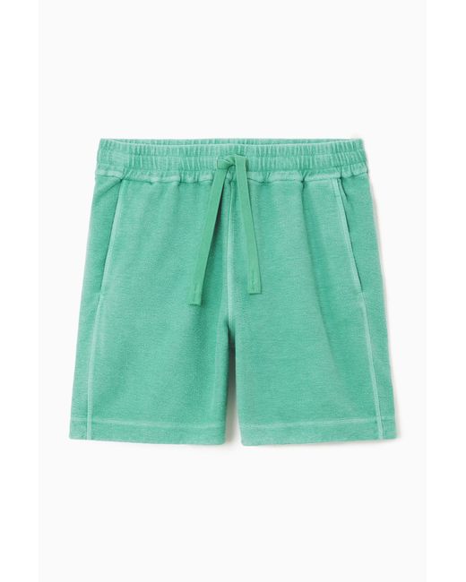 COS Green Drawstring Terry Shorts for men