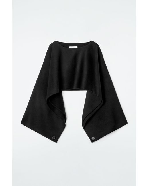 COS Black Double-Faced Wool Hybrid Cape