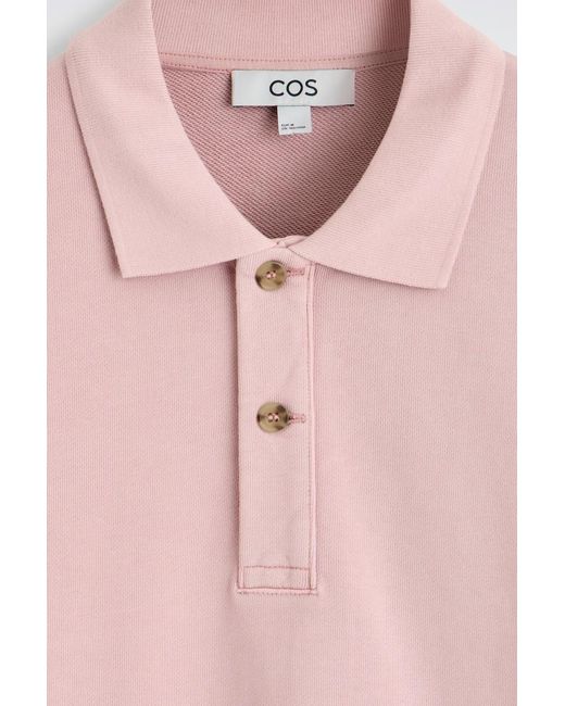 COS Pink Washed-Cotton Polo Sweatshirt for men
