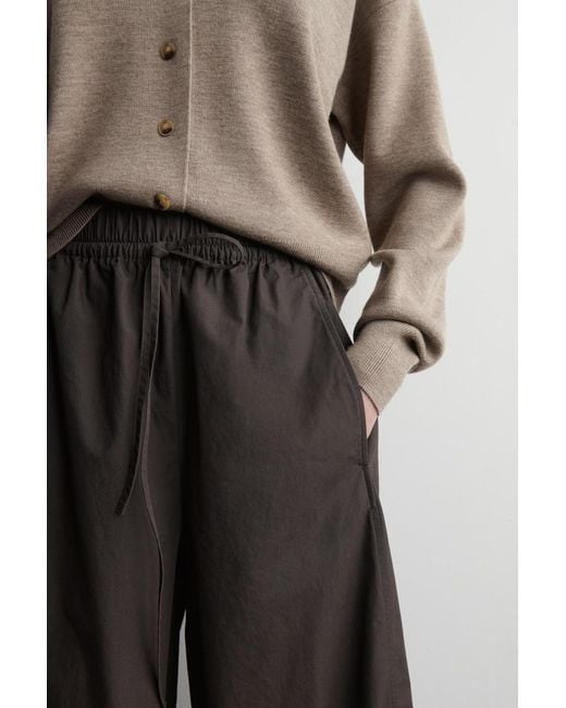 COS Gray Elasticated Barrel-Leg Pants