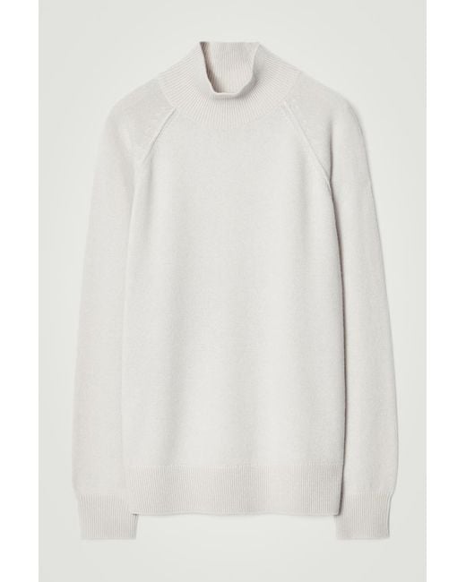 COS White Pure Cashmere Funnel-neck Jumper for men
