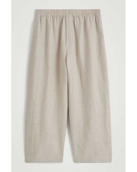 COS Natural Elasticated Linen Wide-Leg Trousers