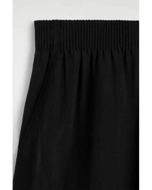 COS Black Panelled Elasticated Barrel-Leg Trousers