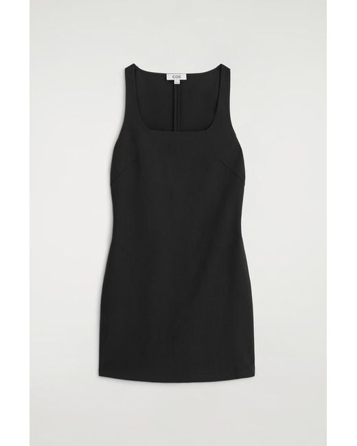 COS Black Square-Neck Crepe-Jersey Dress