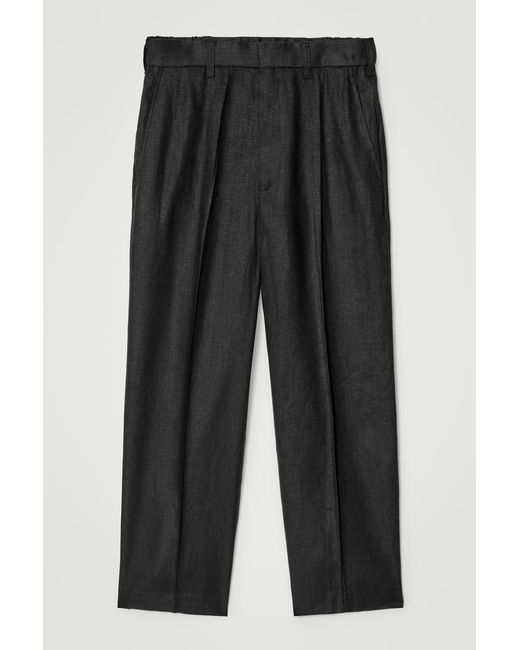 COS Black Fluid Linen Wide-leg Pants for men