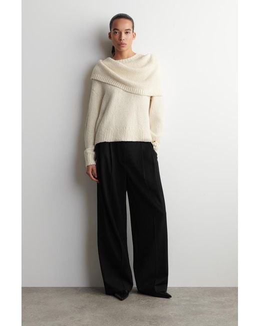 COS Natural Layered Shawl Merino-Cashmere Sweater