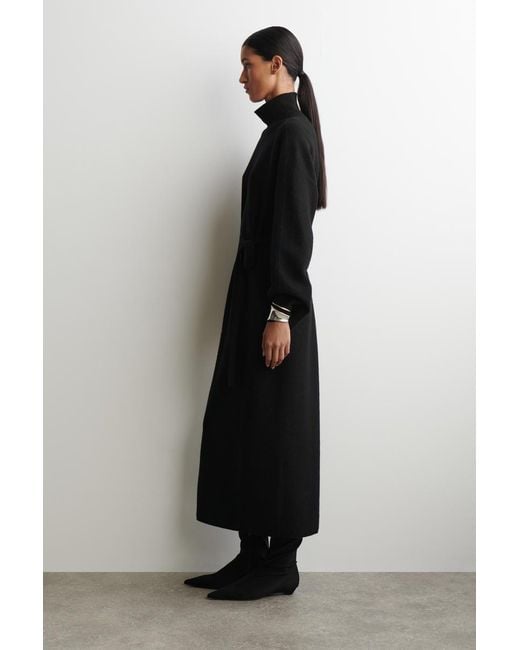 COS Black Boiled-Wool Mock-Neck Dress