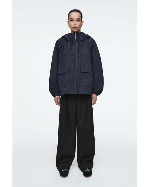 COS Technical Hooded Parka Jacket in Blue | Lyst