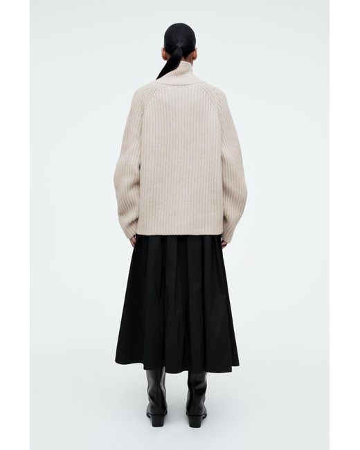 COS White Wrap-collar Pure Cashmere Sweater