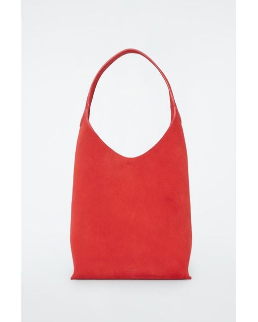 COS Red Serif Mini Tote Bag - Suede