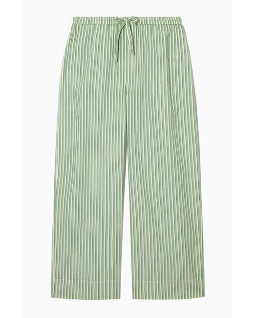 COS Green Striped Wide-leg Poplin Pajama Pants