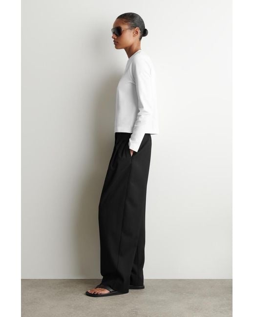 COS White Clean Cut Long-Sleeved T-Shirt