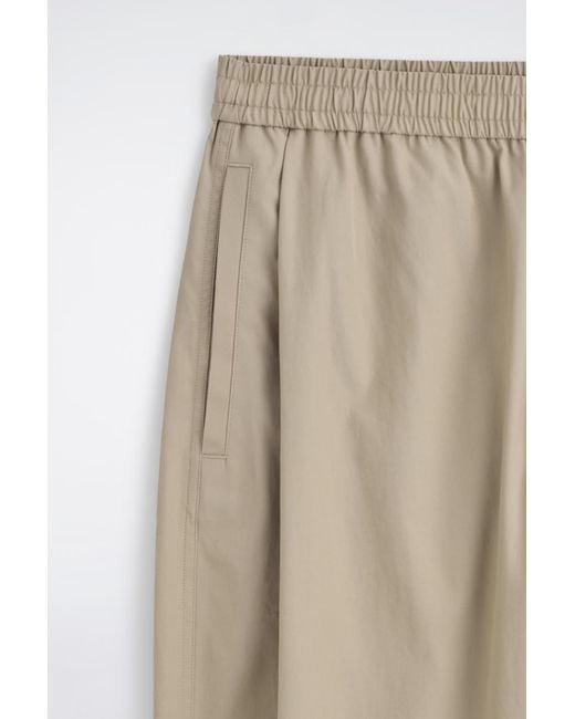 COS Natural Cropped Elasticated Relaxed-Fit Wide-Leg Trousers for men