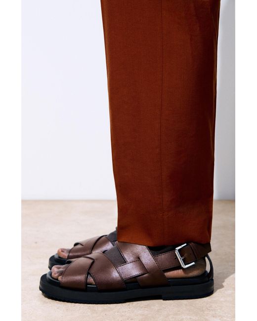 COS Brown The Leather Wrap Sandals for men