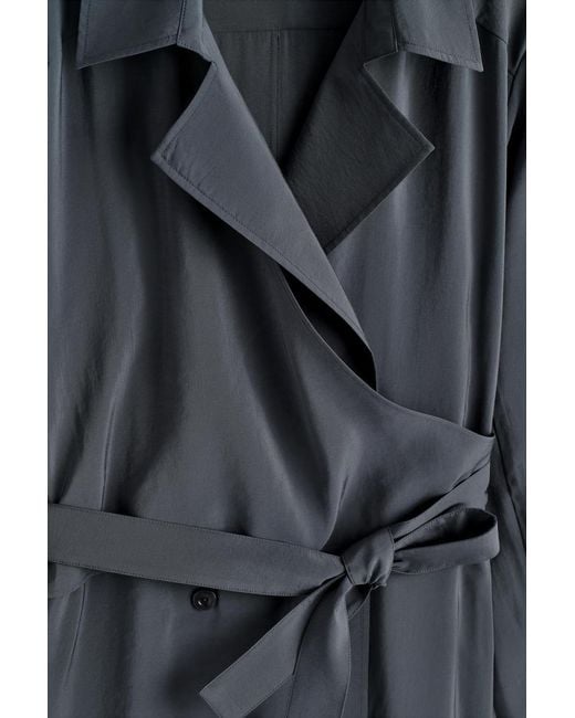 COS Blue Belted Trench-Detail Midi Dress