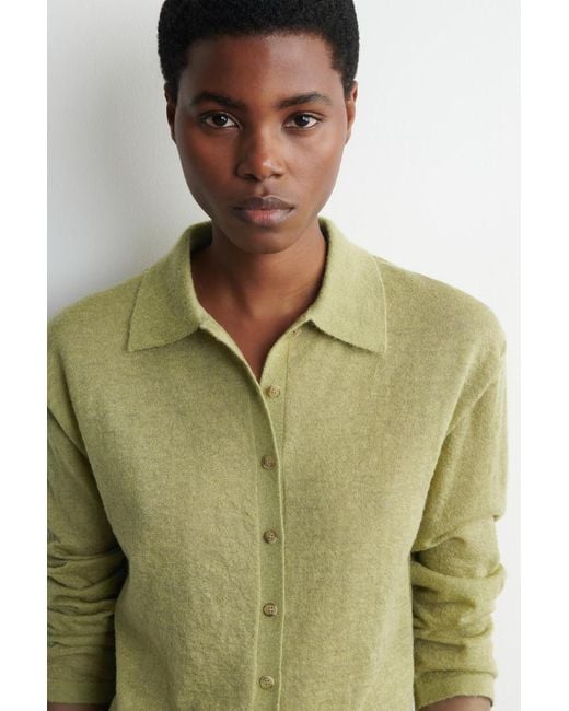 COS Green Knitted Mohair-Blend Shirt