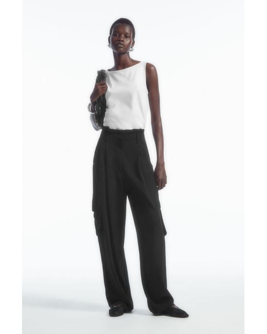 COS Black Paperbag Utility Trousers