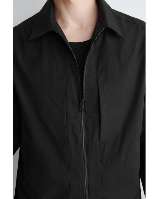 COS Black Cotton Zip-Up Overshirt for men