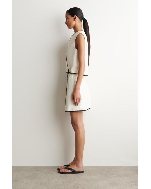 COS Natural Contrast-Trimmed Mini Wrap Skirt