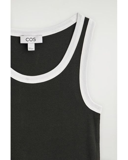 COS Black Ribbed Cotton Tank Top