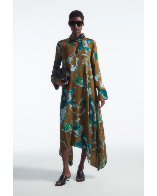 COS Green Asymmetrisches Kleid Mit Schildpatt-print