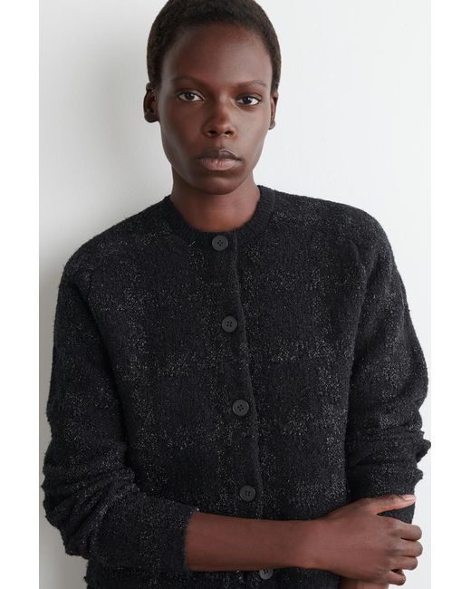 COS Black Sparkly Bouclé-Knit Cardigan