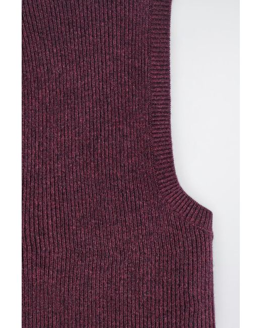 COS Purple Ribbed Wool-Cashmere Balaclava